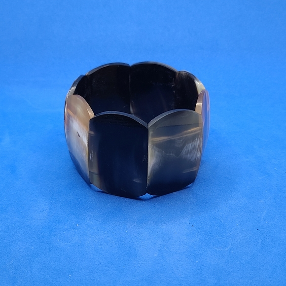 NEW Natural Dark Genuine Buffalo Horn Stretch Bracelet - Picture 3 of 6